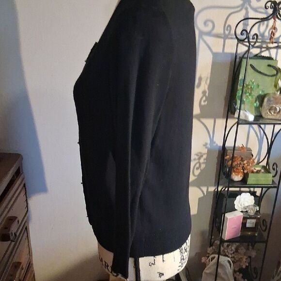 Carmen Marc Valvo Black Women's Cardigan Silver Toggle Buttons Jacket Size Small - Picture 6 of 10